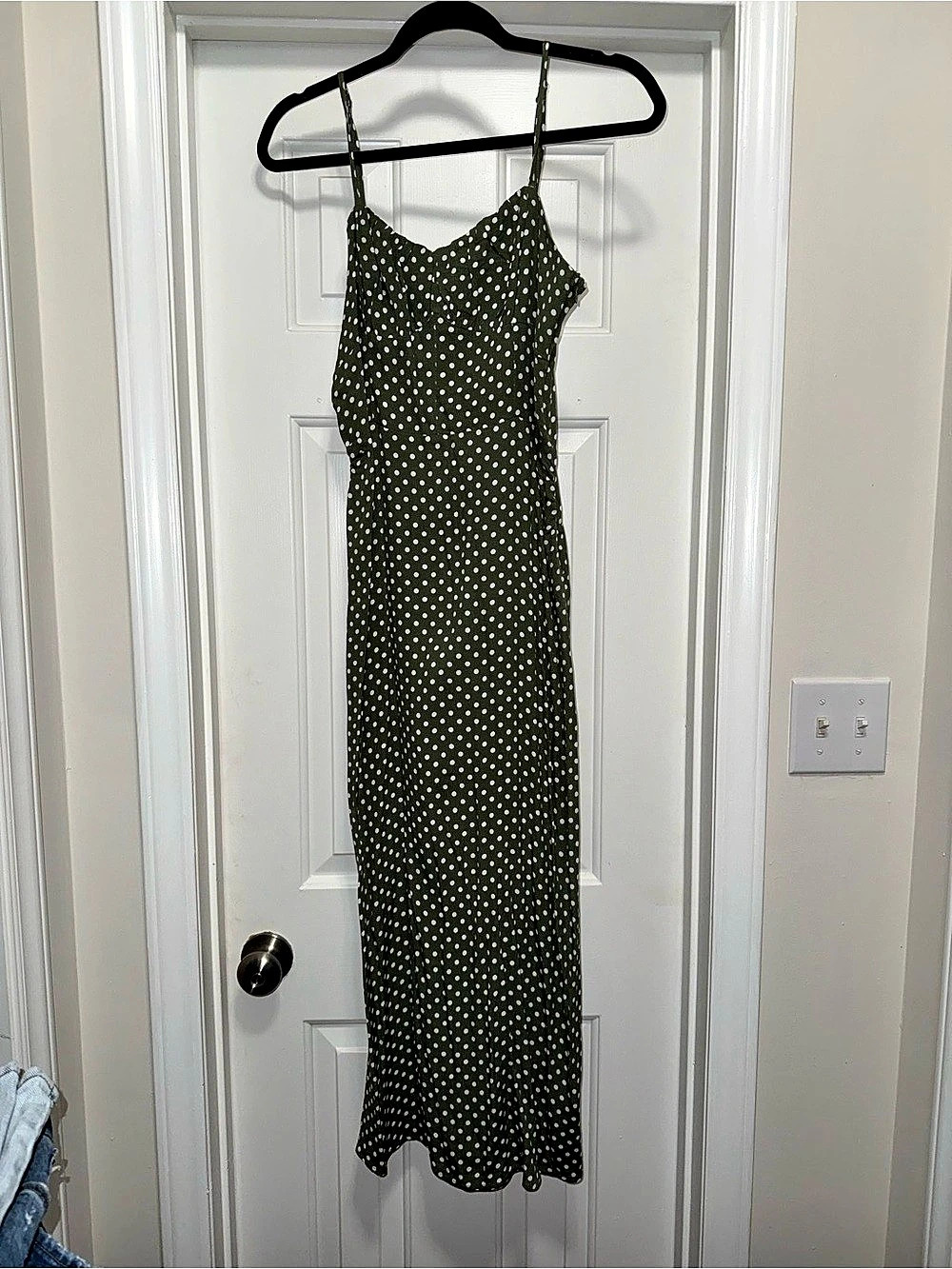 By Together Polka Dot Maxi Dress in Green & White Size Small Like New